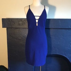 Keyhole Bodycon Stretchy Blue Dress